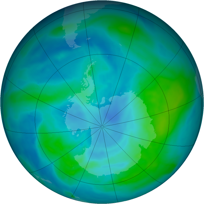 Antarctic ozone map for 28 February 2013